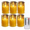 Flickering Flameless LED Pillar Candle Lights with Remote & Embedded Star String for Wishing Wedding Christmas Party Home Decor