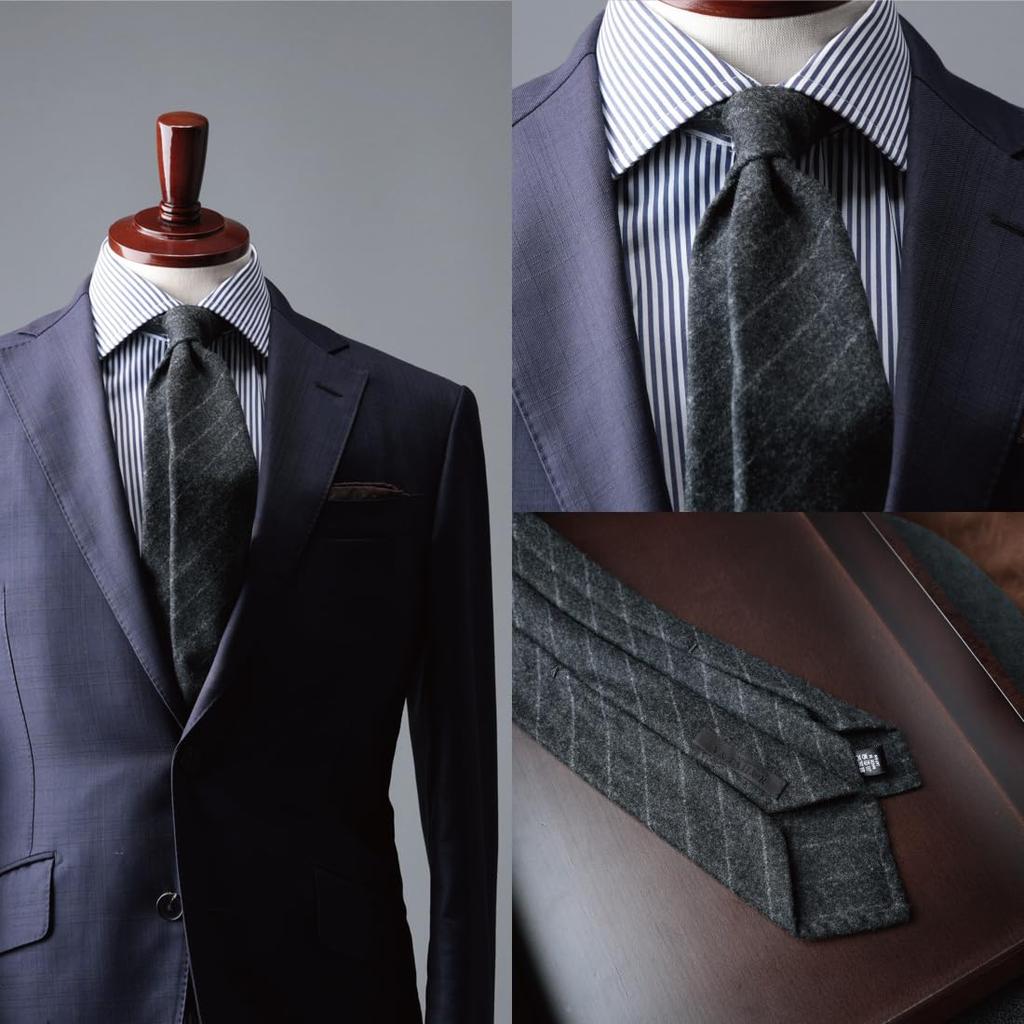 [Y&TAILOR] Necktie [Quattro Piege] FOX Brothers WOOL Three-fold Hand-rolled Brand Y&TAILOR (Striped Gray)