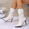 Summer pointed stiletto high heel stack fashion boots women's medium tube temperament sleeve women's boots