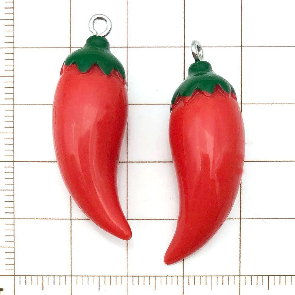 Set of 20 Red Resin 3D Fruit Charms: Strawberries and Apples for DIY Jewelry.