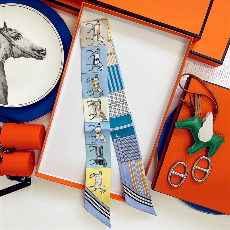 Cachecol de Seda 100% de Alta Qualidade Marca de Luxo Mulheres Faixa de Cabeça Faixa de Cabelo Foulard Gravata Lenço de Pescoço Cachecóis Skinny Acessórios