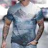 New Spring Men's Personalized 3D Landscape Printed Short Sleeved T-shirt