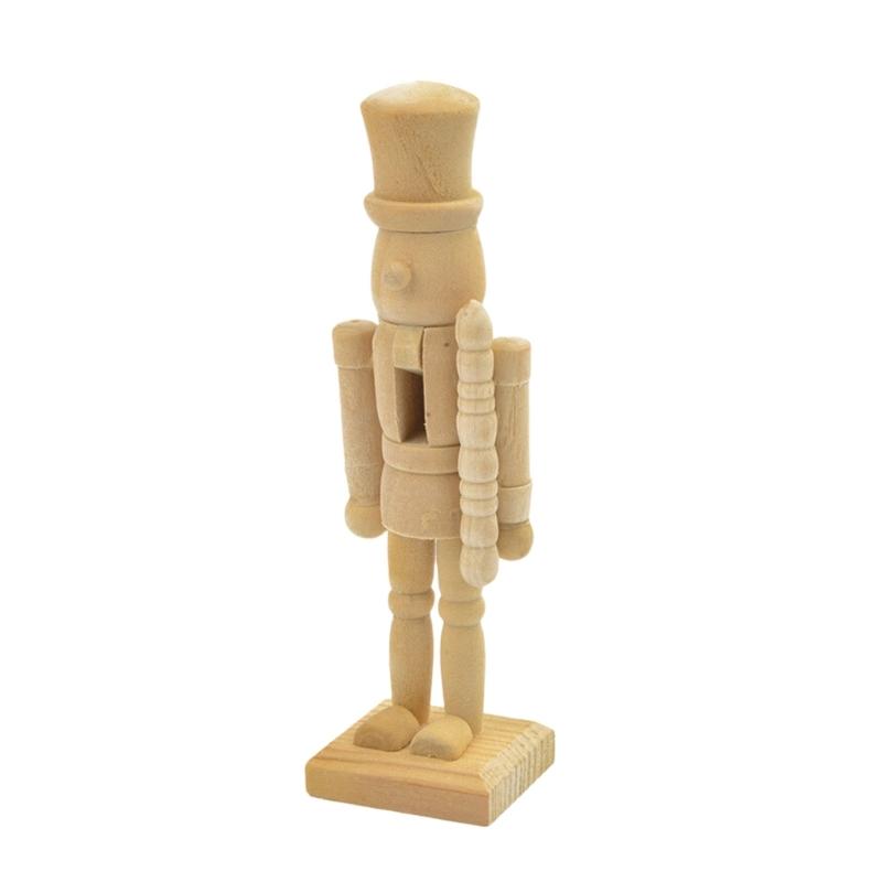 6Pcs 12CM Unpainted Wooden Nutcrackers Handcrafted Home Decors DIY Craft Project For Christmas Holiday Family Activity