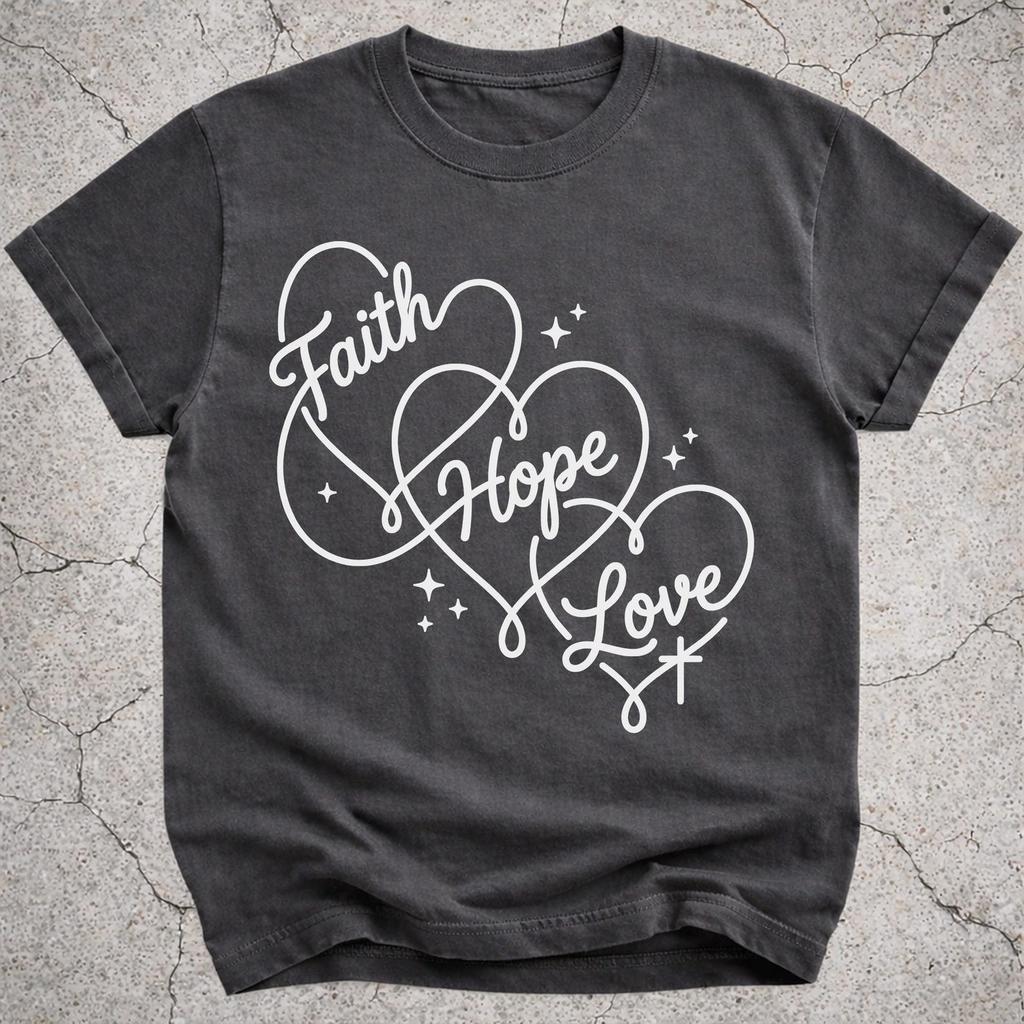 Faith Hope Love Shirt, Christian Shirt, Religious Gift Tee, Minimal Bible Verse Top