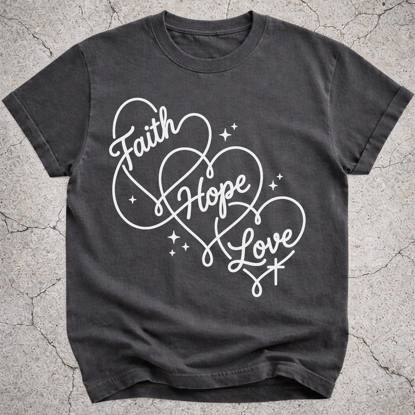 Faith Hope Love Shirt, Christian Shirt, Religious Gift Tee, Minimal Bible Verse Top XL