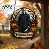 Haunted House Party Supplies Halloween Decoration 2D Michael Acrylic Suncatcher Window Hanging Decor with Pumpkin Mike Myers Stained Glass