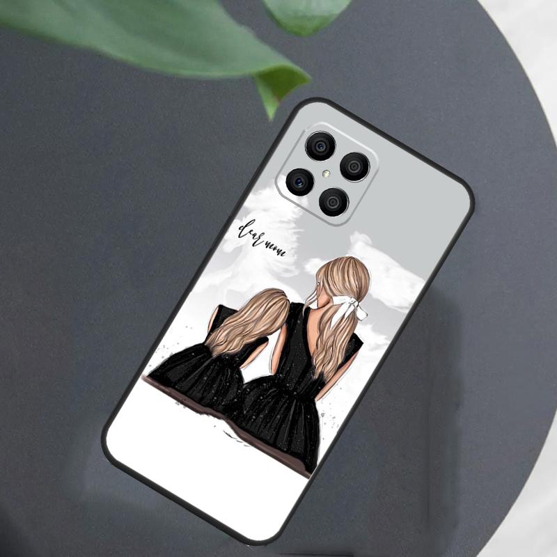 Black Brown Hair Baby Mom Girl Son For Honor Magic 7 Lite 6 5 8 Pro Case For Honor 200 400 70 90 X8c X8b X9a X9b X9c X9d Win RT