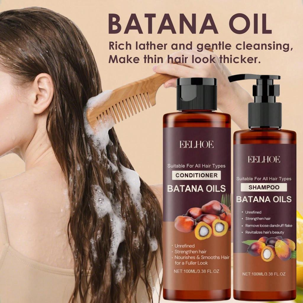Batana Oil Shampoo And Conditioner Set, Nourishing And Moisturizing, Softening Hair, Smoothing Frizz