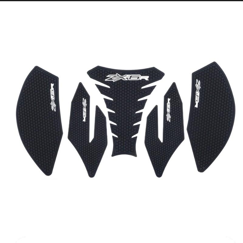 Motorcycle Tank Grip Pad Set Kawasaki Ninja ZX-6R 2019-2023 Black Anti-Slip Side Sticker Decal