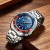 Business Mens Analog Watches Wateproof Diving Watch Luminous Dial Steel Band Daily Calendar Quartz Watch