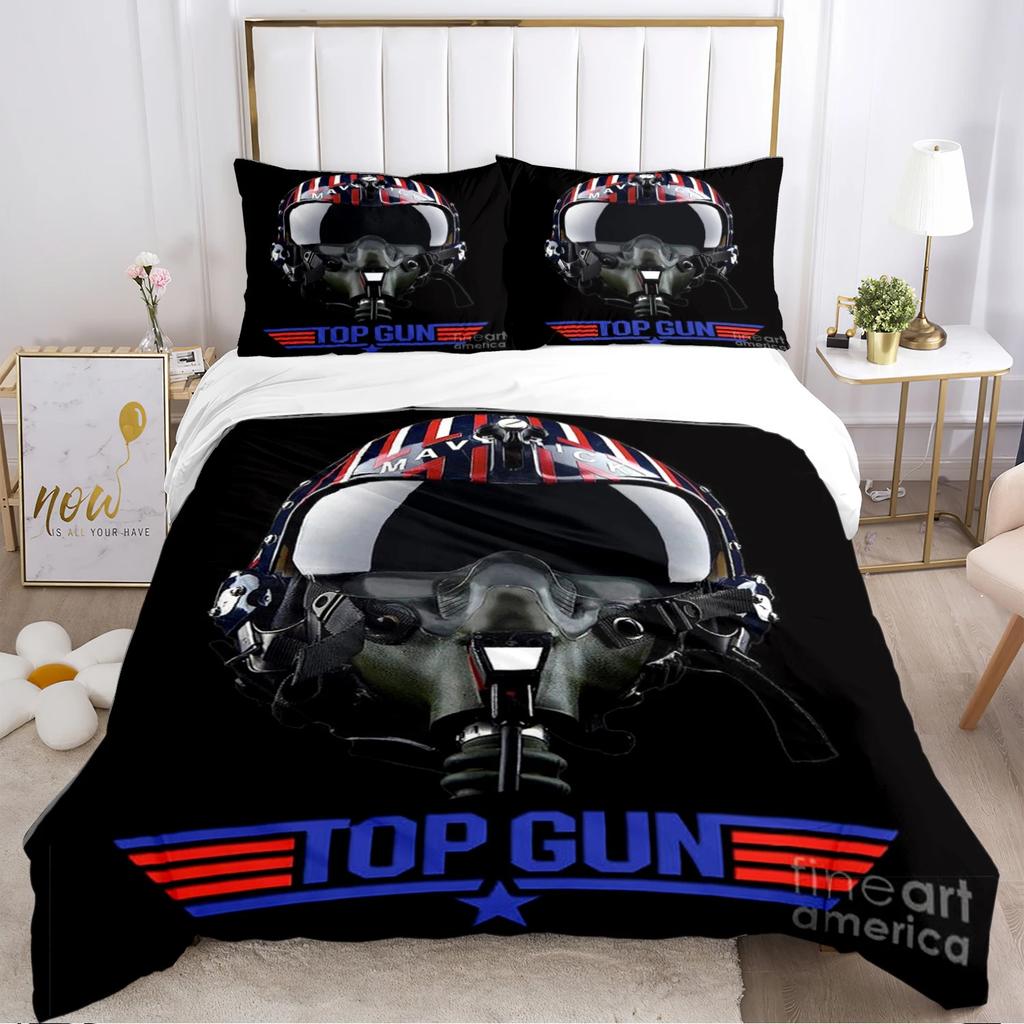 3D HD Print Classic Movie Top Gun Bedding Set,Top Gun Duvet Cover Comforter Soft Quilt Cover and Pillowcases For adults children