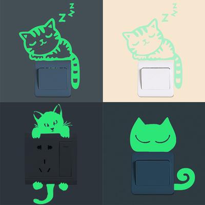 Katze Schalter Wandaufkleber Glühen im Dunkeln abnehmbare Kunst Home Zimmer Diy Dekor