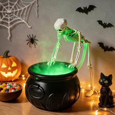 Stolní ozdoby s temnou tématikou Halloweenský čarodějnický kotel mlhovač, ultrazvukový výrobník mlhy se svítící LED, strašidelné pro párty v strašidelném domě