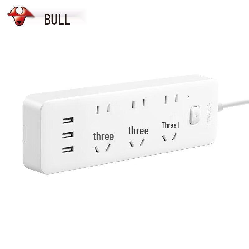 BULL GN-UUB126 6-Outlet Power Strip with 3 USB Ports