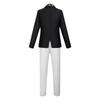 Costume Cosplay Demon Slayer Kimetsu No Yaiba Muzan Kibutsuji Élégant Noir Blanc Costume Homme Avec Passepoil Doré Anime Fête d'Halloween