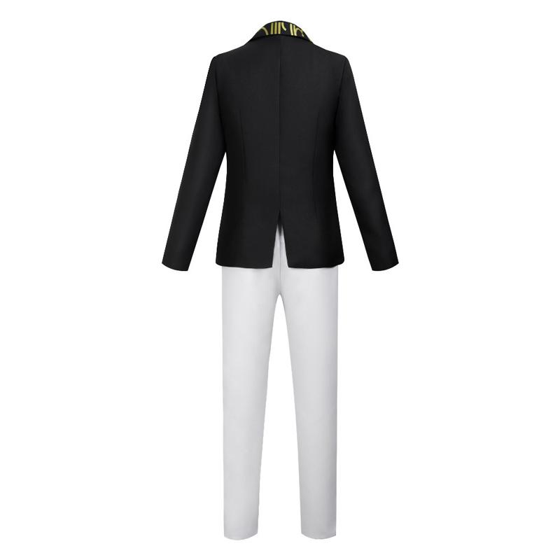 Costume Cosplay Demon Slayer Kimetsu No Yaiba Muzan Kibutsuji Élégant Noir Blanc Costume Homme Avec Passepoil Doré Anime Fête d'Halloween