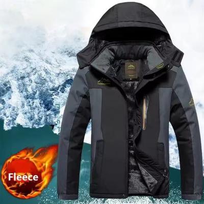 Winter Warme Jacke Herren Winddichtes Fleece Verdickter Kapuzenmantel Outdoor Camping Ski Parka