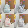 Letter Fashionable Decoration Tie Dye Pattern Student Casual Backpack School For