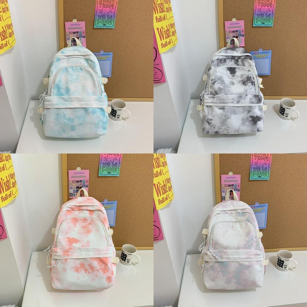 Letter Fashionable Decoration Tie Dye Pattern Student Casual Backpack School For