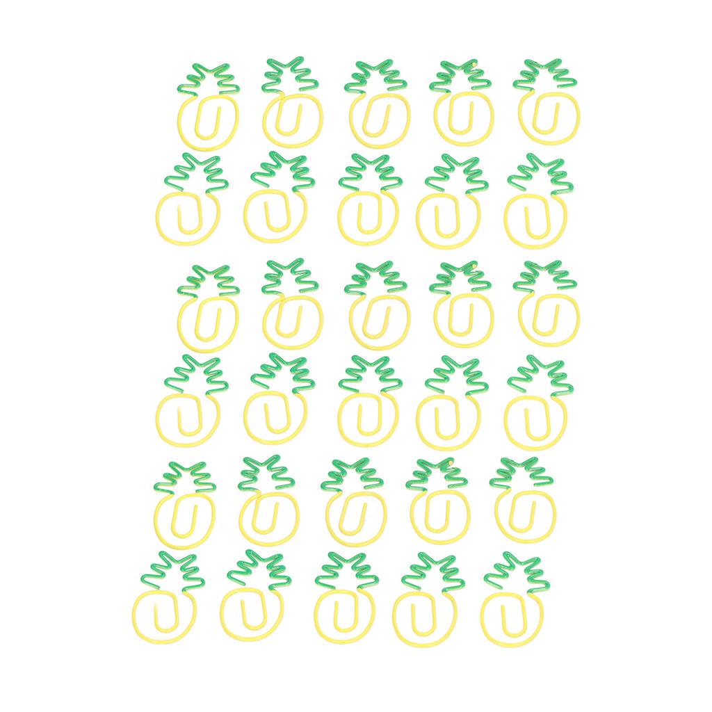 100pcs Metallic Paper Clips Green Yellow Ananas Shape Electroplating Process Antislip Fruit Paper