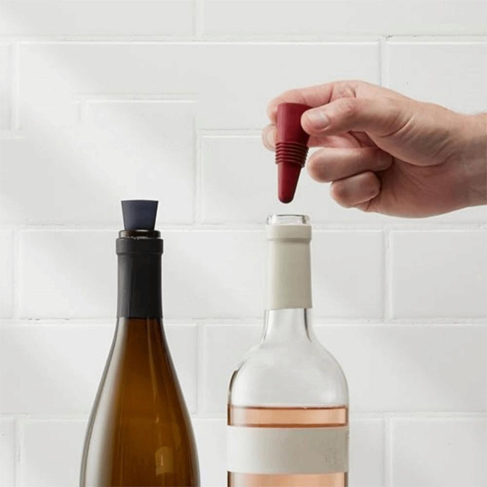 2 Stück Dichte Silikon-Weinflaschenstöpsel Auslaufsicher Champagnerflaschen-Verschluss Bar-Zubehör