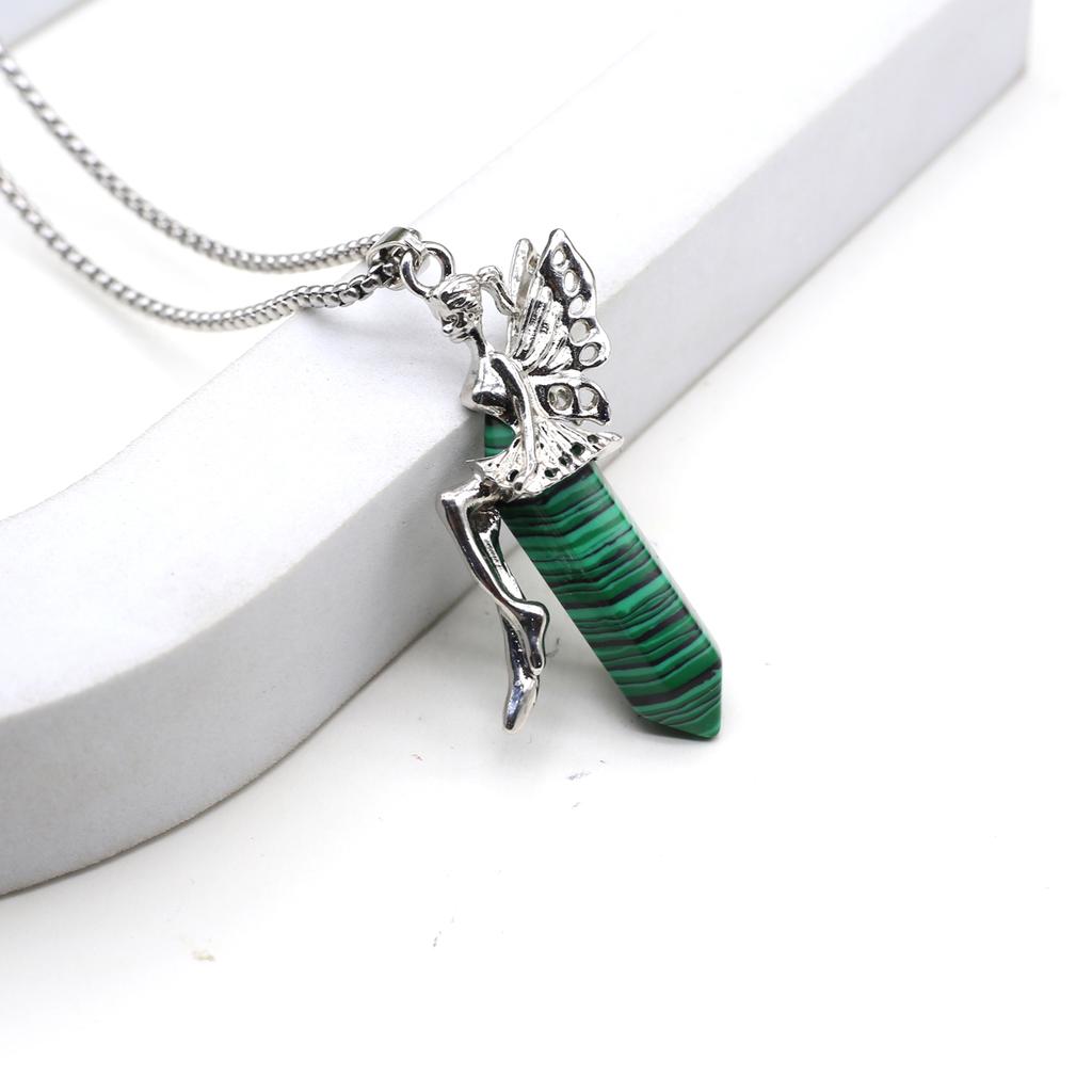 Women Necklace Natural Stone Opal/Turquoise Necklace Hexagonal Pyramid Pendant For Women Birthday Gift Chain 60 CM