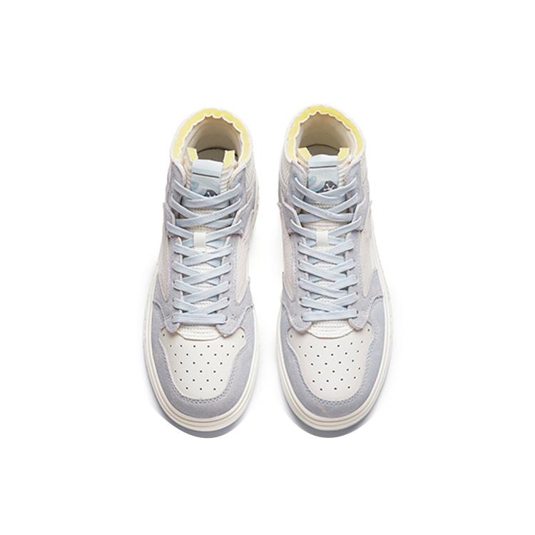 Anta Cushioning, Wear Resistant Mid top Skateboard Shoes Women's White Blue 122218052-4