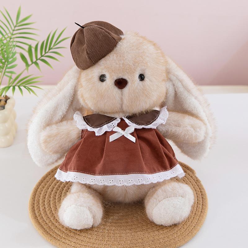 

Милая плюшевая игрушка кролик с длинными ушами, плюшевая игрушка зайчик в юбке цвета грецкого ореха, детская успокаивающая подушка-игрушка для сна, тряпичная кукла 35Cm 0.25kg