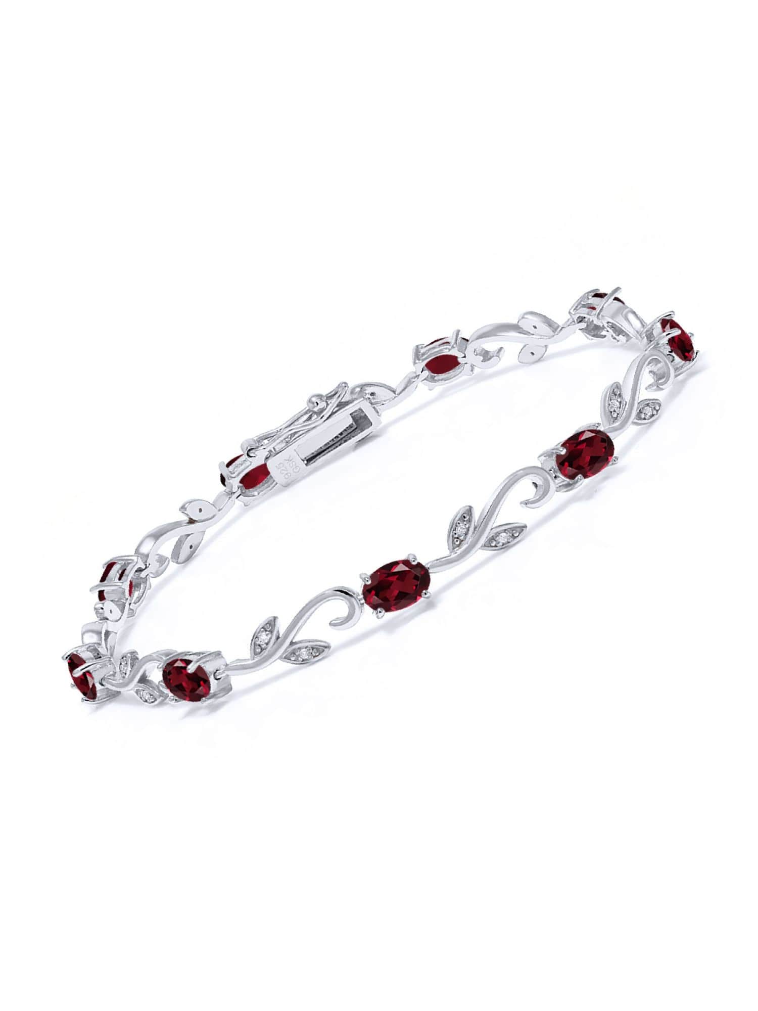 

Тенісний браслет з гранатом - Срібло 925 проби