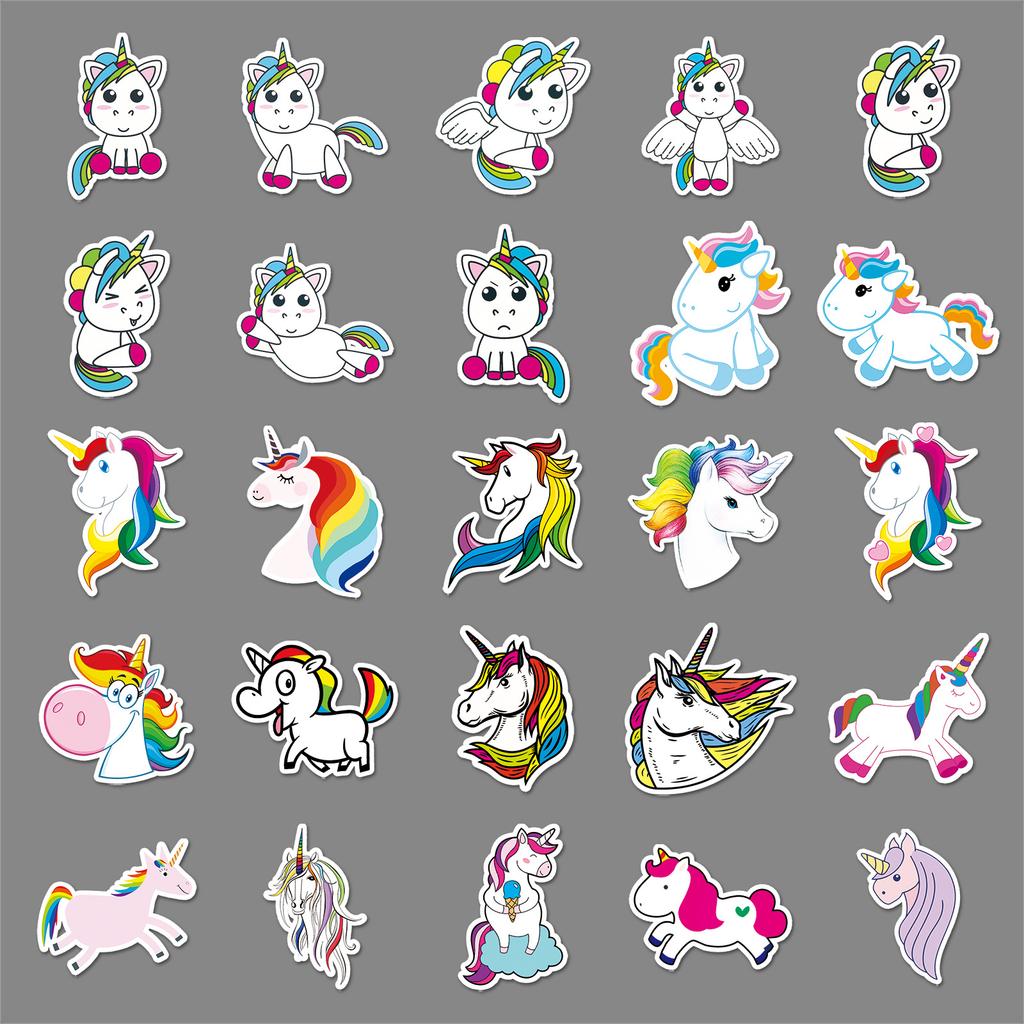 101 Unicorn Doodle Personalized Cartoon Children's Guka Hand Account Waterproof DIY Skateboard Suitcase Stickers