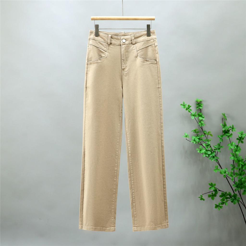 Elastic Straight Leg Jeans Women's New High Waisted Loose and Versatile Casual Narrow Leg Pants