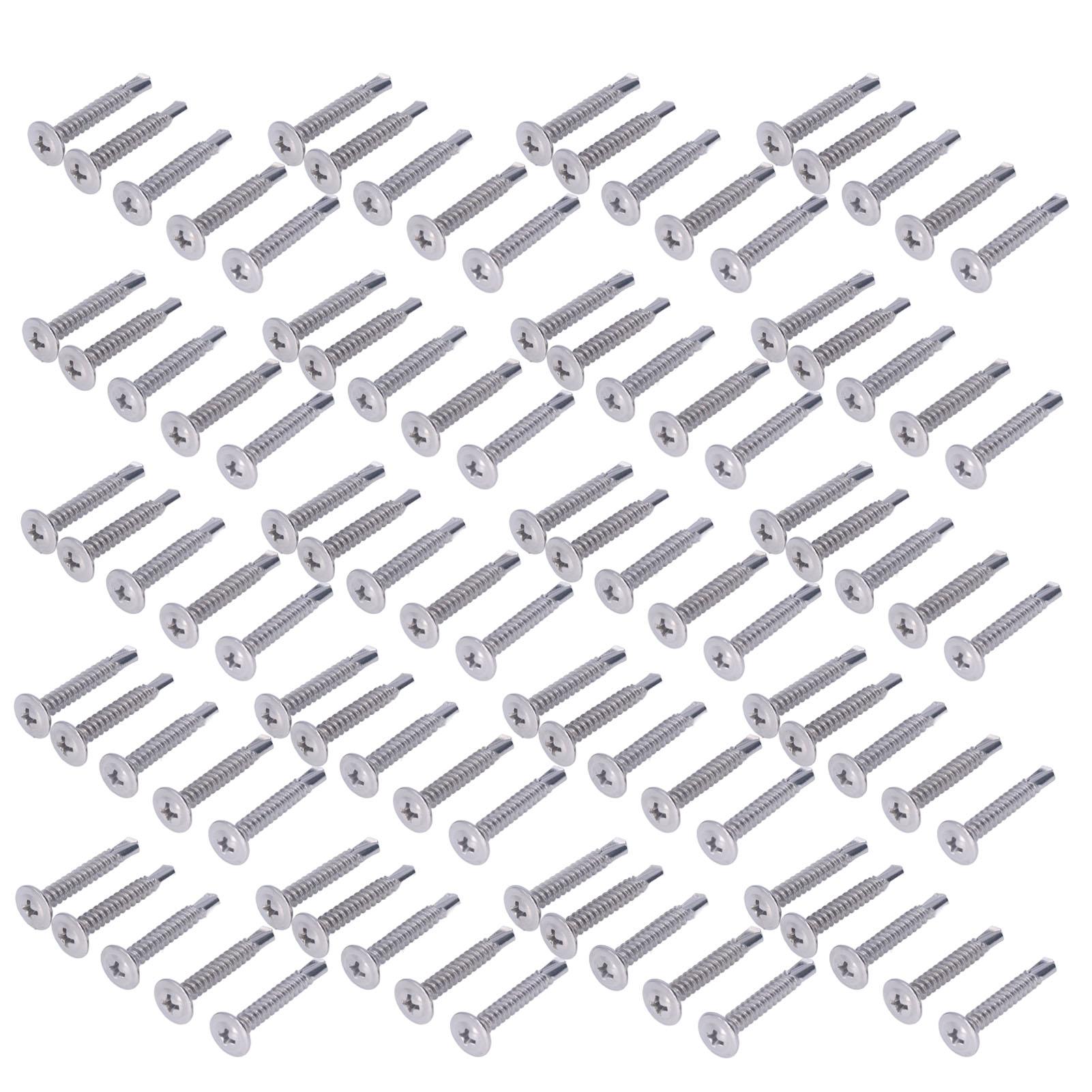 

100PCS Cross Self Tapping Screws Round Washer Head Screws 410 Stainless Steel Screw Fasteners 4.8x32mm 100PCS