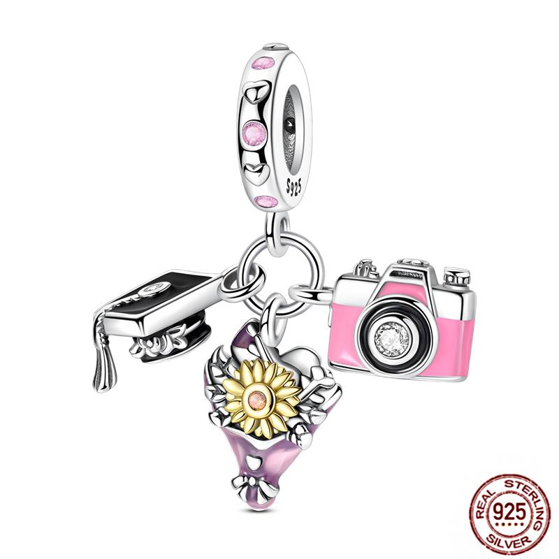 Charms Plata Copper Colorful Butterfly Bow Cute Cat Dog Fit Original Foot Bracelet Pendant Diy Beads Jewelry Makeup