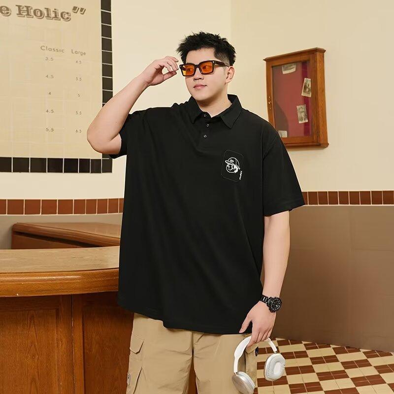 

Мужская футболка поло свободного кроя с мультяшной вышивкой, влагоотводящая, мягкая, высококачественная, дышащая, устойчивая к сминанию, повседневная, спортивная, с коротким рукавом, с воротником 8XL чёрный