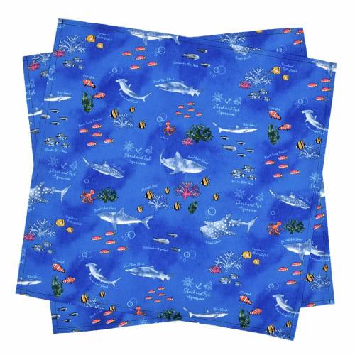 COLORFUL CANDY STYLE Lunch Cloths/School Lunch Napkins (45cm x 45cm), Water-Repellent, No-Iron, Set of 2, Blue Lagoon, Water-Repellent, Lightweight, S