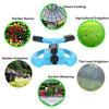 360-Degree Rotating Lawn Sprinkler 3 Arm Design Universal Simple Installation Wider Coverage Automatic Garden