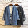 Japon Tarzı Kimono Haori Samuray Elbiseler Elbisesi Çin Hanfu Hırka Ceketler Moda Retro Qipao Denim Mont Rahat Bluz Tops