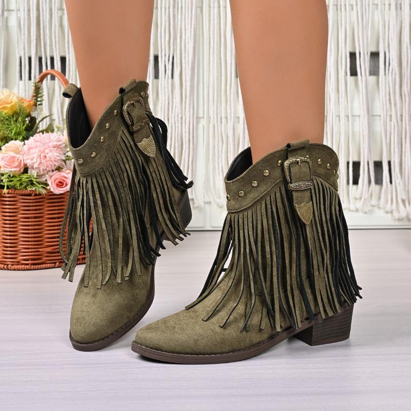 

New Womens Short Boots Metal Buckle Non-slip Wear-resistant Block Heel Shoes Thick Heel Women s Suede Ankle Boots 43