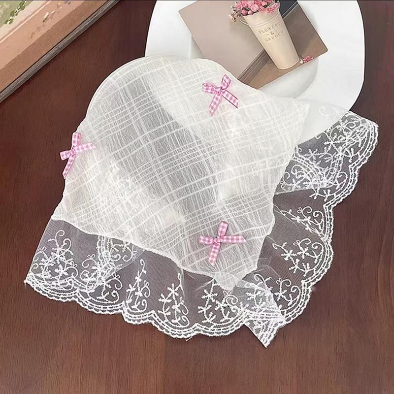 Lace Triangle Hair Scarf Headband Countryside Style Innovative Design Lotus Leaf Edge Mesh Sweet Girls Hair Accessories Gift
