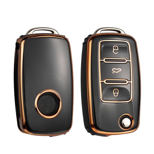 

Чохол для ключів з TPU для автомобіля VW Volkswagen Polo Golf Passat Beetle Caddy Tiguan Skoda Octavia Kodiaq Seat Leon Altea помаранчевий