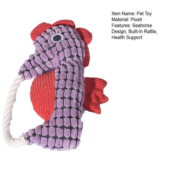 Pet Toy Seahorse Design Dog Boredom Buster Toy with Built-In Rattle Tug-of-War Teeth Cleaning Interactive Dog Toy
