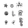 20pcs Sea Animal Marine Life Starfish Shell Dolphin Jellyfish Octopus Hippocampus Small Hole Beads For Jewelry Making