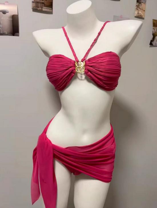 

Элегантный минималистичный набор бикини с юбкой из тюля - Женский купальник-тройка Medium розы красного