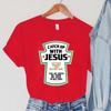 Catch Up with Jesus Women T-Shirts Vintage Bible Verses Female Tops Harajuku Christian Parody Short Sleeve Women's Clothing