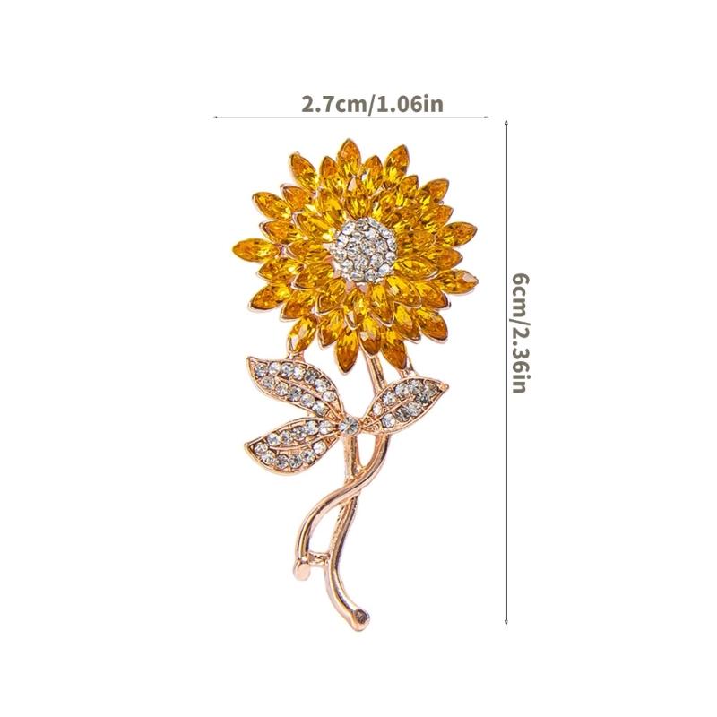 Glittering Rhinestones Floral Pin Comfortable Alloy Clasp Lapel Badge For Accessorizing Fashionable Outfit Enhancer