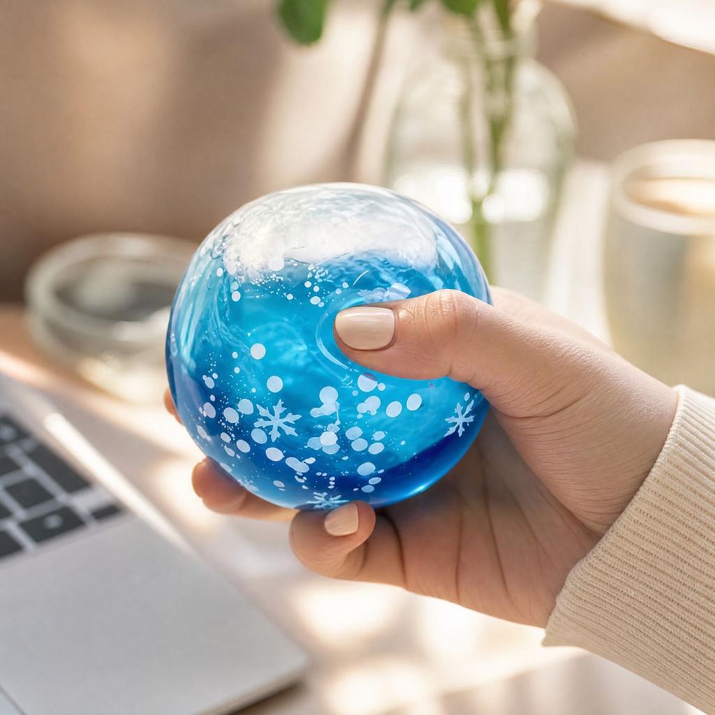 Stress Ball, Clear Sensory Toy with Gold Glitter and Sound for Desk