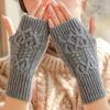 1Pair Women Winter Warm Gloves Soft Fingerless Long Polyester Solid Color Warmer Mittens