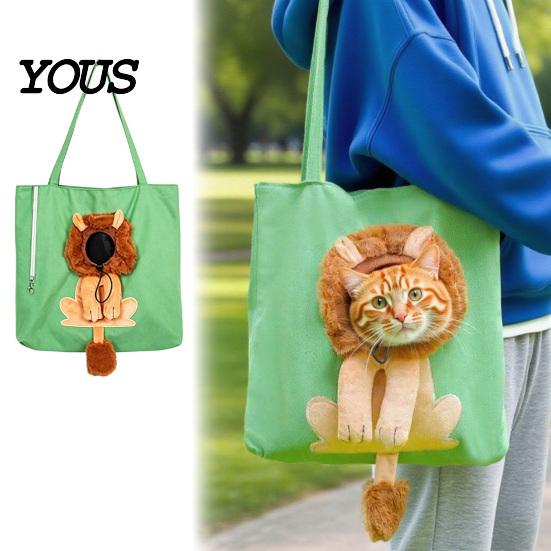 Small Dog Travel Tote with Window Canvas Cat Carrier Bag, Pet Drawstring Window, Safety Bag Anti Escape Buckle Buckle, Foldable Shoulder for Dogs And