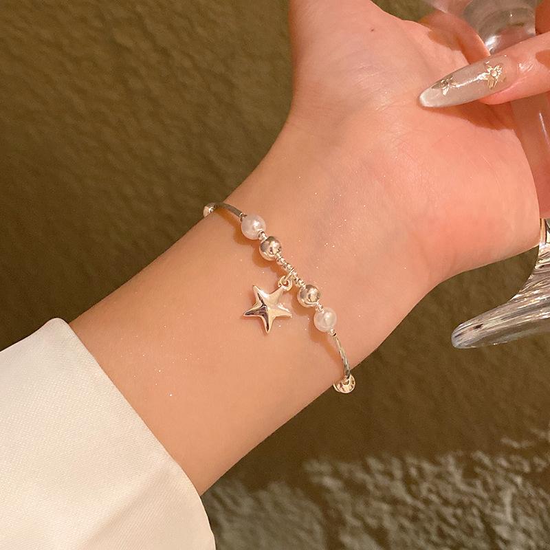 Light Luxury Niche High-end Pearl Bracelet Women's Korean Style Fashion Elegant Flash Zircon Love Bracelet Crystal Bracelet