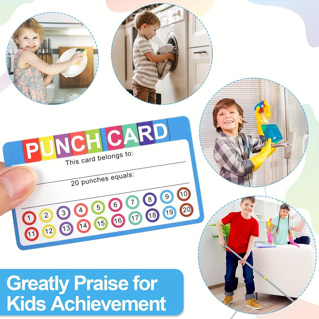 100pcs/pack Educational Motivational Punch Cards Incentive Vibrant Punch Cards Classroom